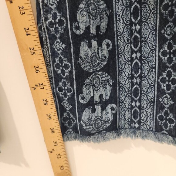 Hot Kiss Nina Flare Jeans Boho Hippie Mantra Disco Elephant Print Stretch Sz 7 - Picture 14 of 16